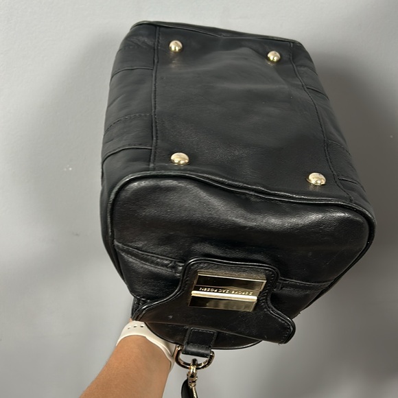 Zac Posen Z Spoke Black Leather Double Handle Gold Hardware Satchel Crossbody - Picture 9 of 17